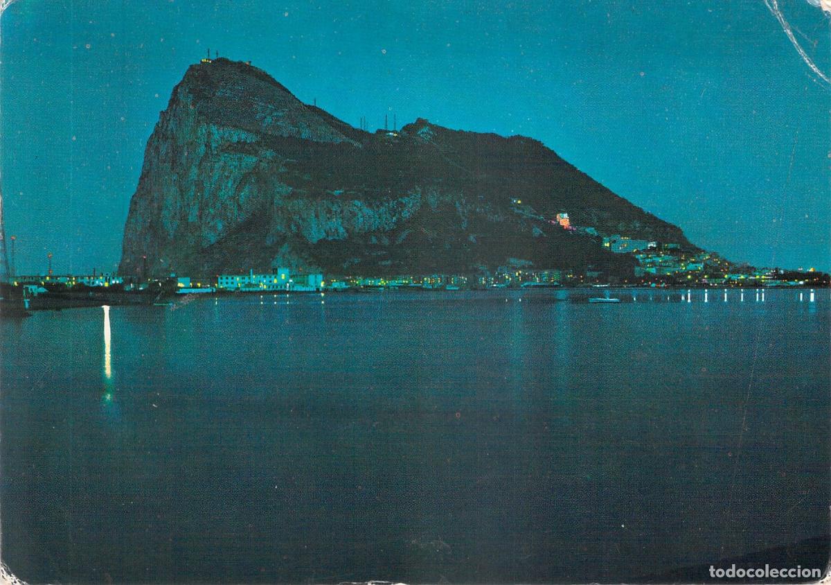 Postales: Postal de La L&iacute;nea de la Concepci&oacute;n Vista Nocturna del Pe&ntilde;&oacute;n de Gibraltar