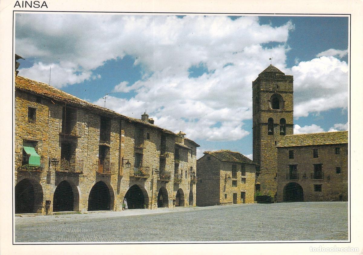 Postales: Postal de la Plaza Mayor de A&iacute;nsa, Huesca, Arag&oacute;n
