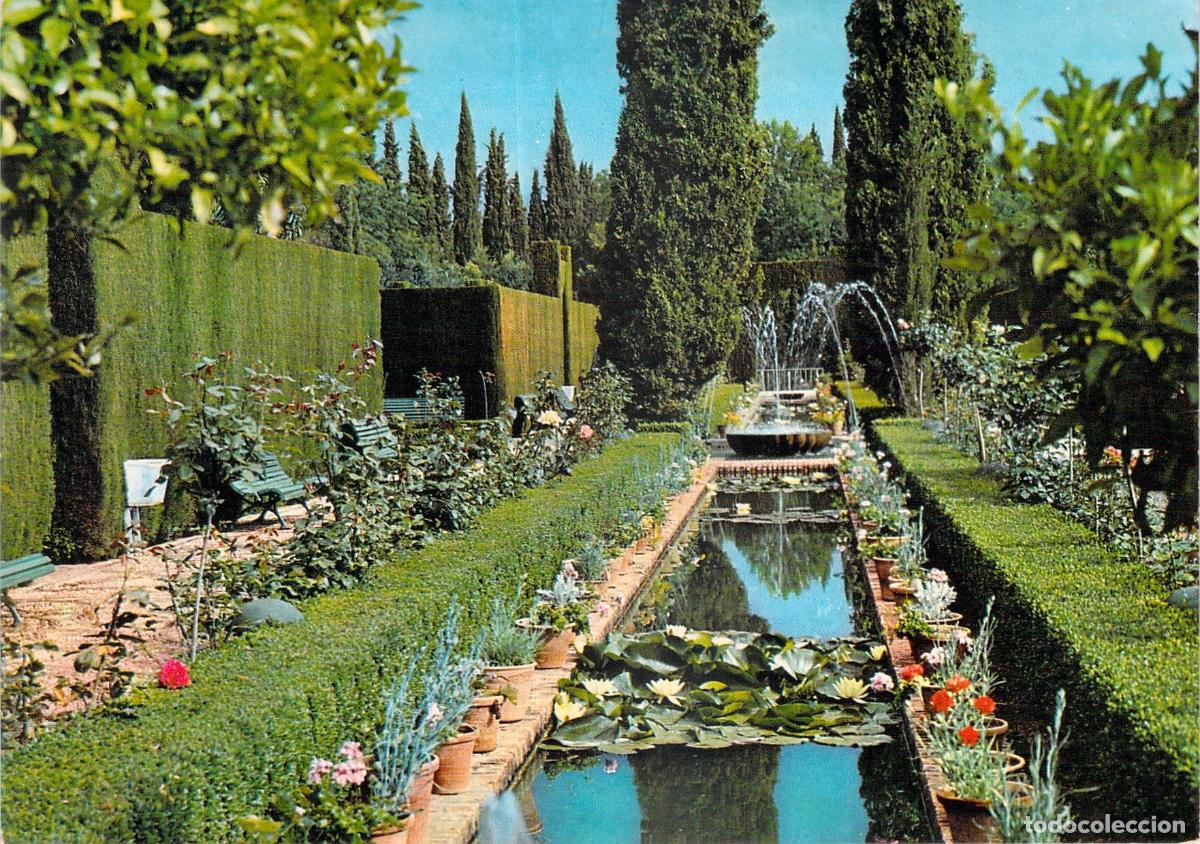 Postales: Postal de los Jardines del Generalife en Granada