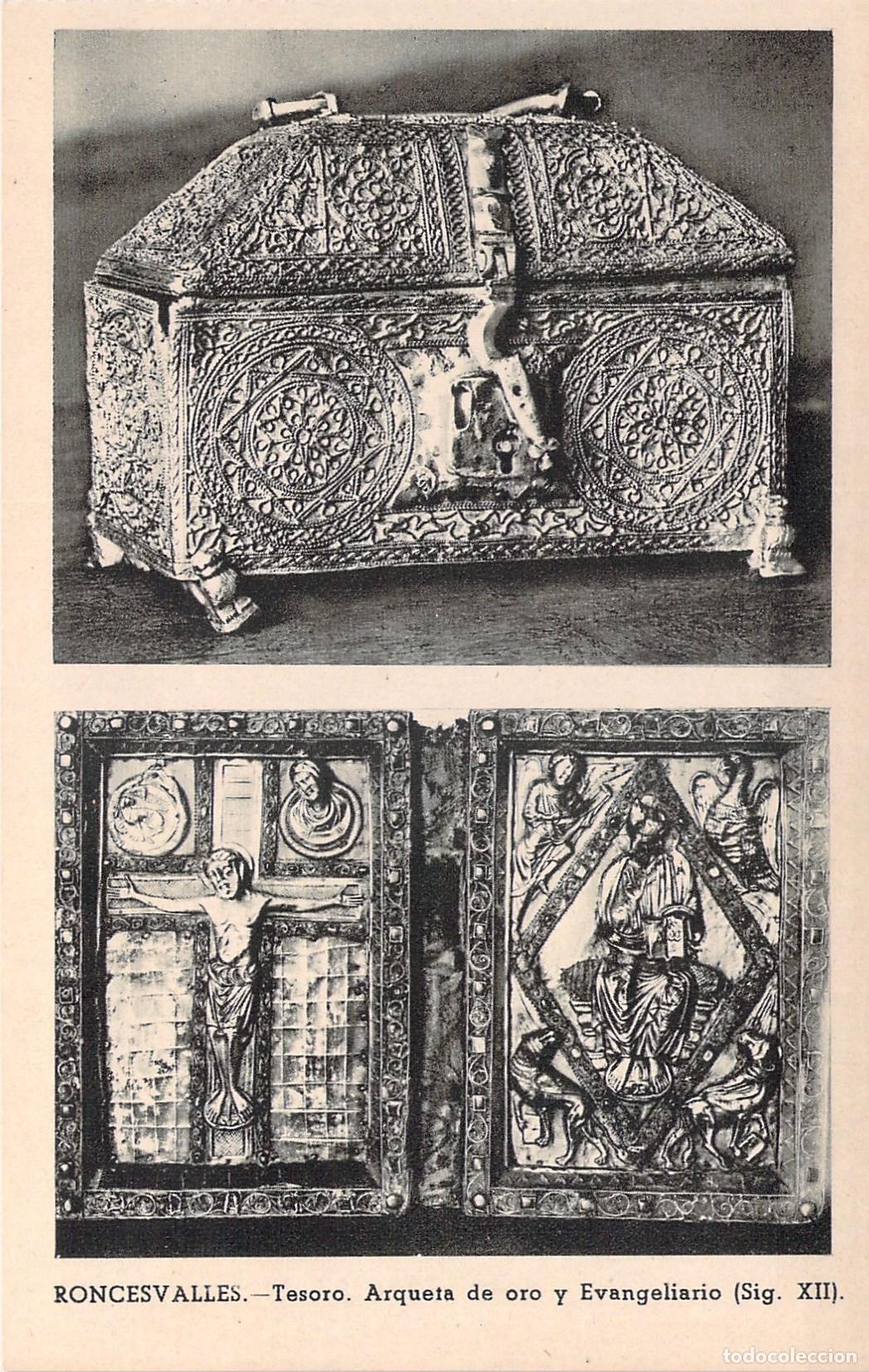 Postales: Postal Tesoro de Roncesvalles Arqueta de Oro y Evangeliario