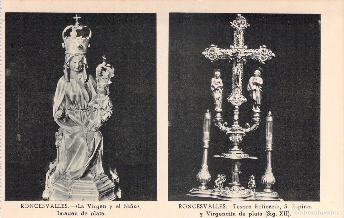 Postales: Postal de Roncesvalles: Virgen y el Ni&ntilde;o y Tesoro Relicario