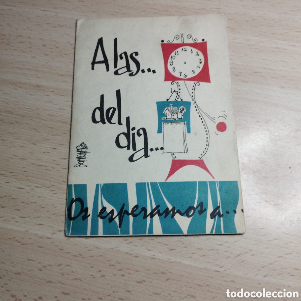 Postales: Tarjeta felicitaci&oacute;n pop-up.1965. Ortiz - Madrid YX-1. A las ? del d&iacute;a ? Os esperamos.