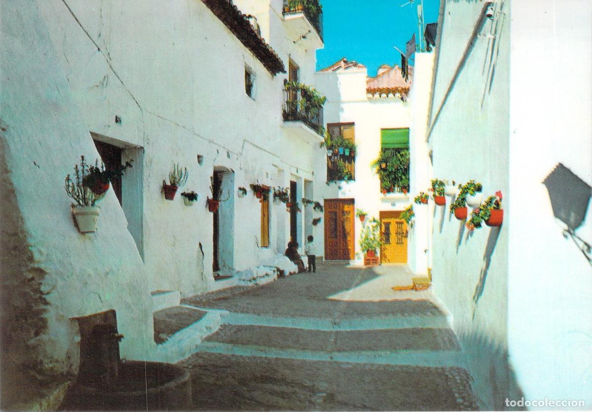 Postales: Postal de Almu&ntilde;&eacute;car, Calle T&iacute;pica con Casas Blancas y Flores