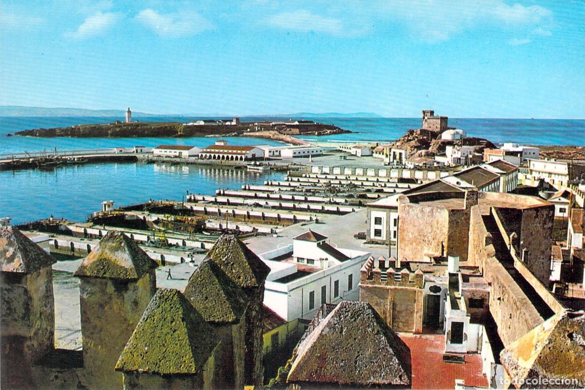 Postales: Postal de Tarifa, Vista desde el Castillo con Puerto y Costa