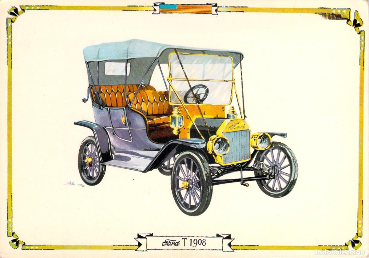 Postales: Postal de Coche Cl&aacute;sico Ilustrado Ford Modelo T Raker