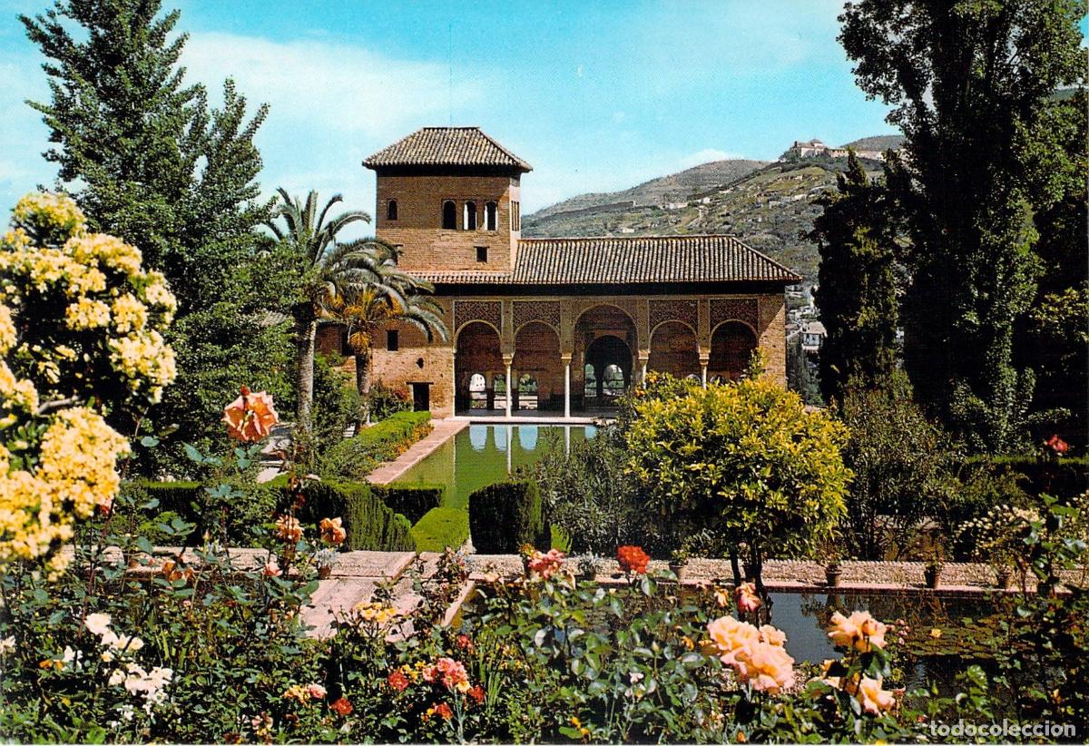 Postales: Postal Alhambra de Granada Torre de las Damas y Jardines del Partal