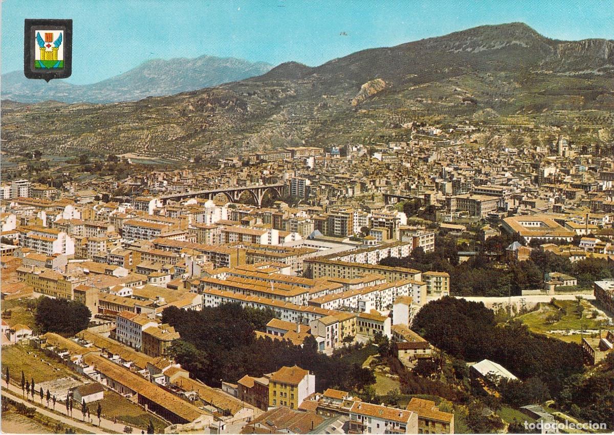 Postales: Postal de la Vista General de Alcoy con Viaducto, Alicante
