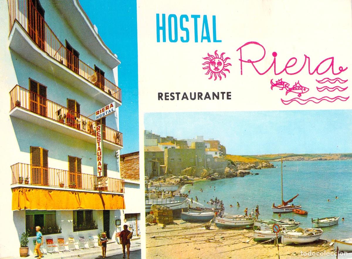 Postales: Tarjeta Postal Hostal Riera Restaurante en La Escala Costa Brava