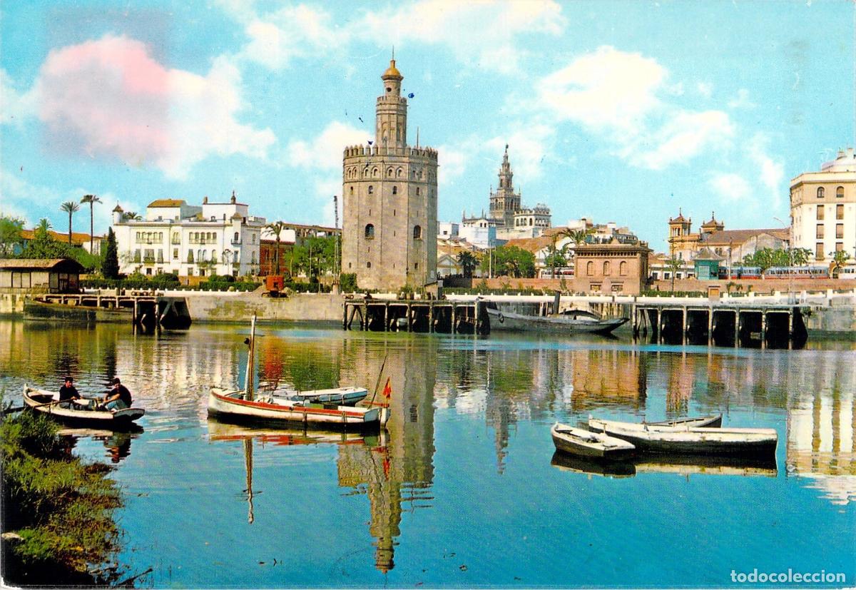 Postales: Postal de Sevilla con la Torre del Oro y el R&iacute;o Guadalquivir