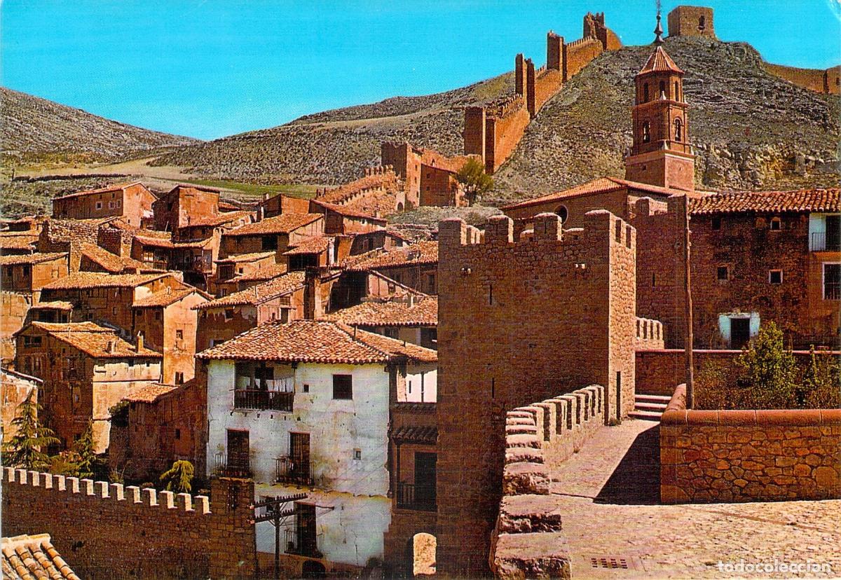 Postales: Postal Albarrac&iacute;n Teruel Panor&aacute;mica de Murallas y Castillo