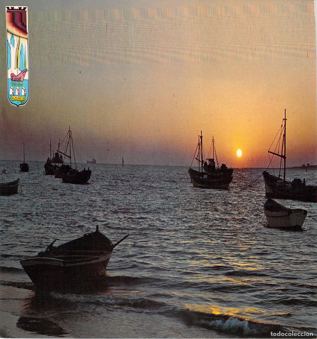 Postales: Postal de Almu&ntilde;&eacute;car Granada Puesta de Sol con Barcos de Pesca Zerkowitz