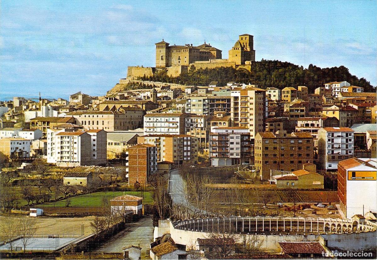 Postales: Postal de Alca&ntilde;iz Teruel Vista Panor&aacute;mica Castillo y Plaza de Toros