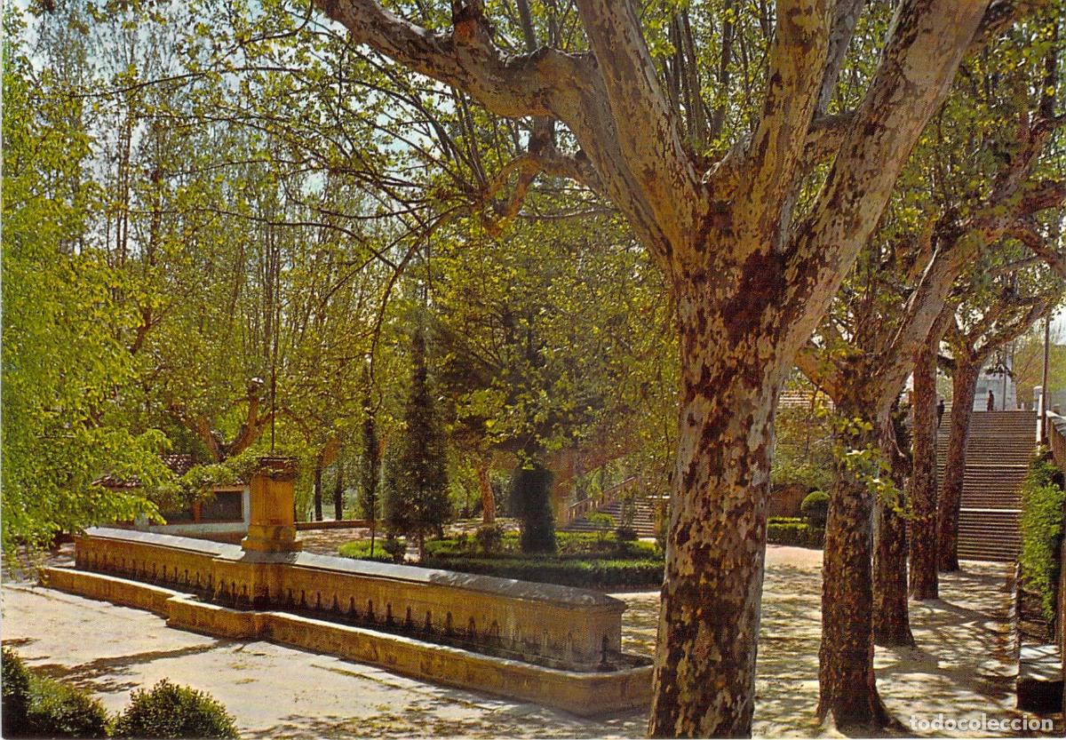 Postales: Postal Alca&ntilde;iz Teruel Glorieta Telmo Lacasa y Fuente de los 72 Ca&ntilde;os