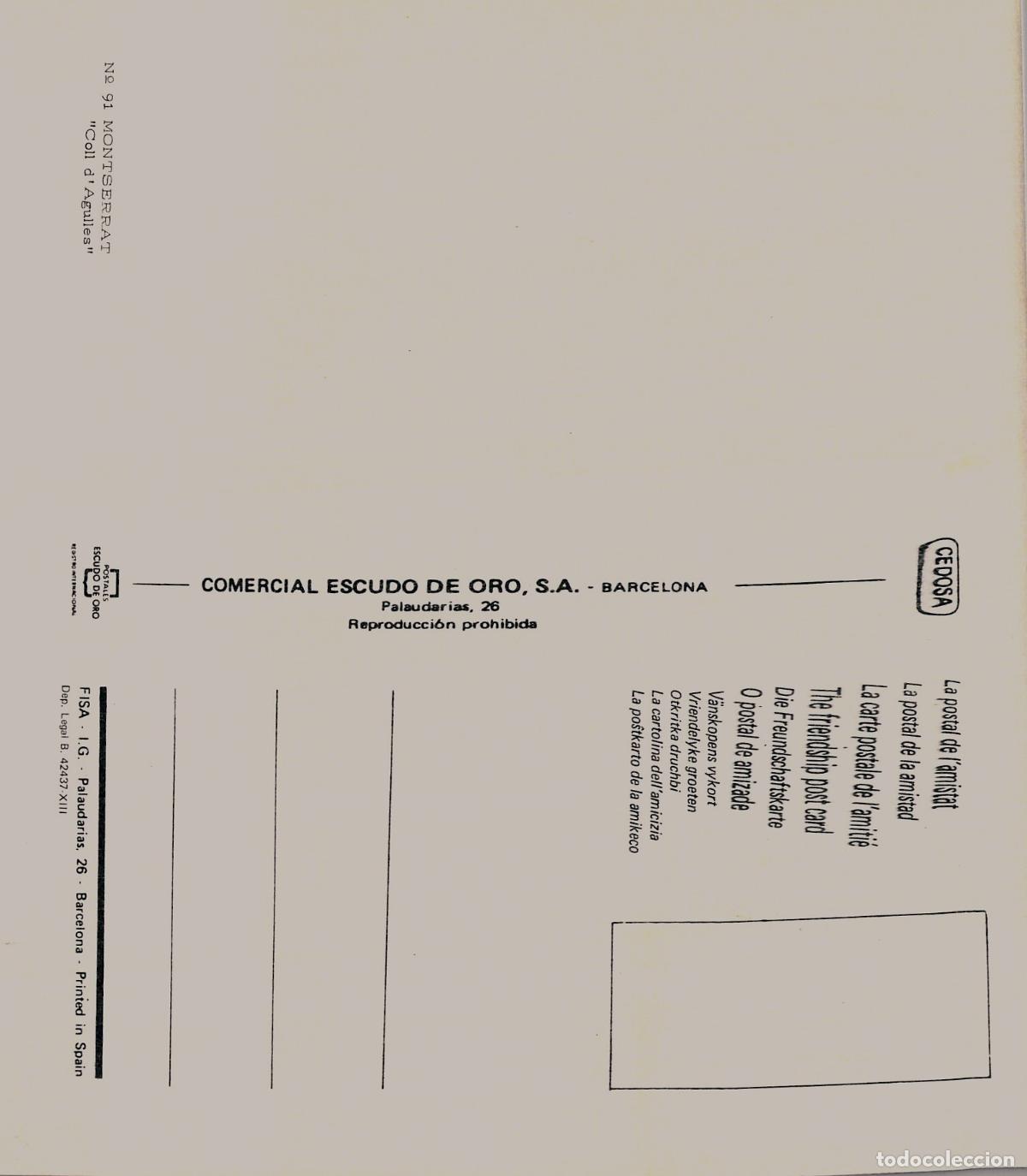 Postales: Postal de Montserrat, Coll dAgulles, Catalu&ntilde;a - Foto 2