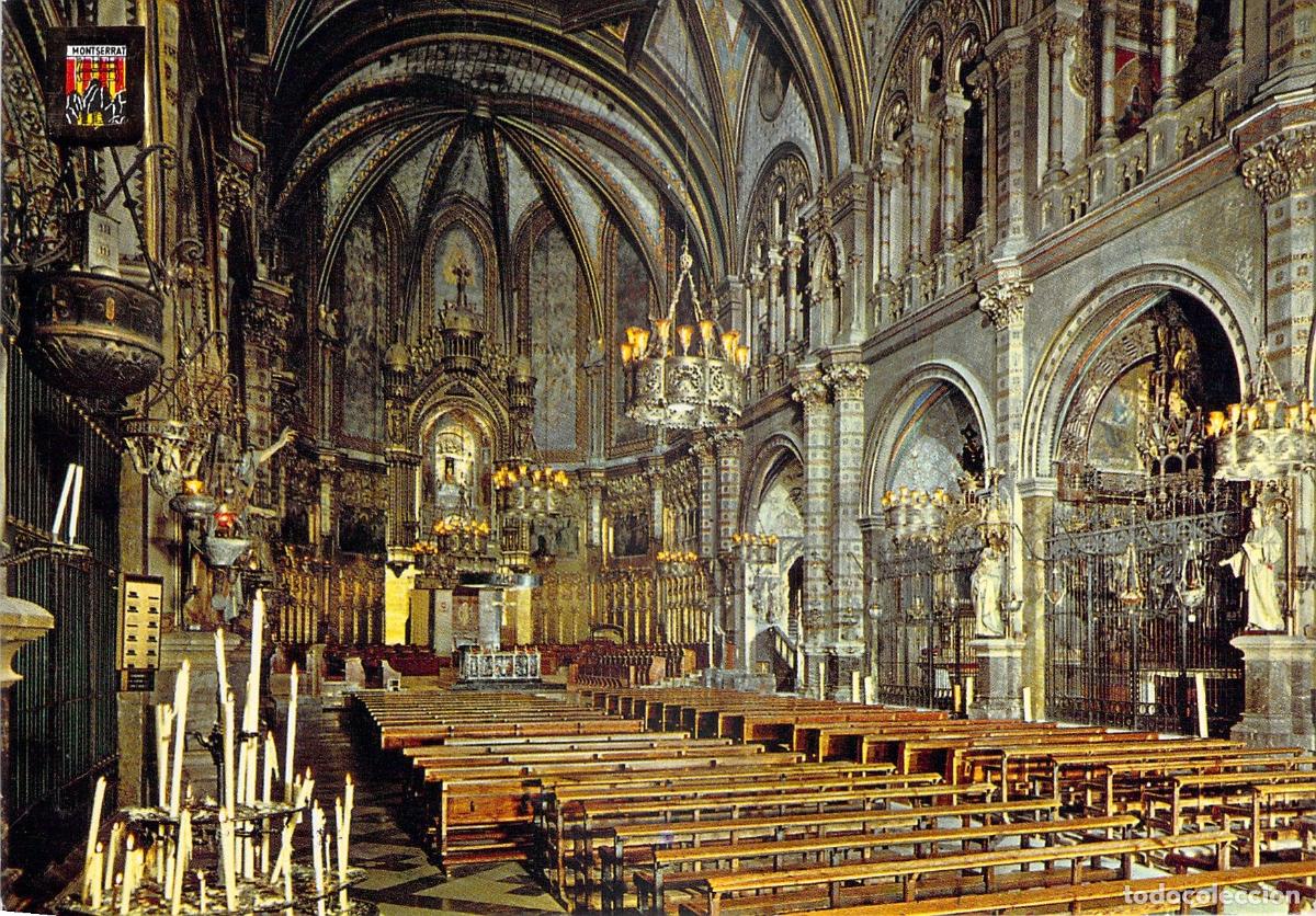 Postales: Postal del Interior de la Bas&iacute;lica de Montserrat, Barcelona