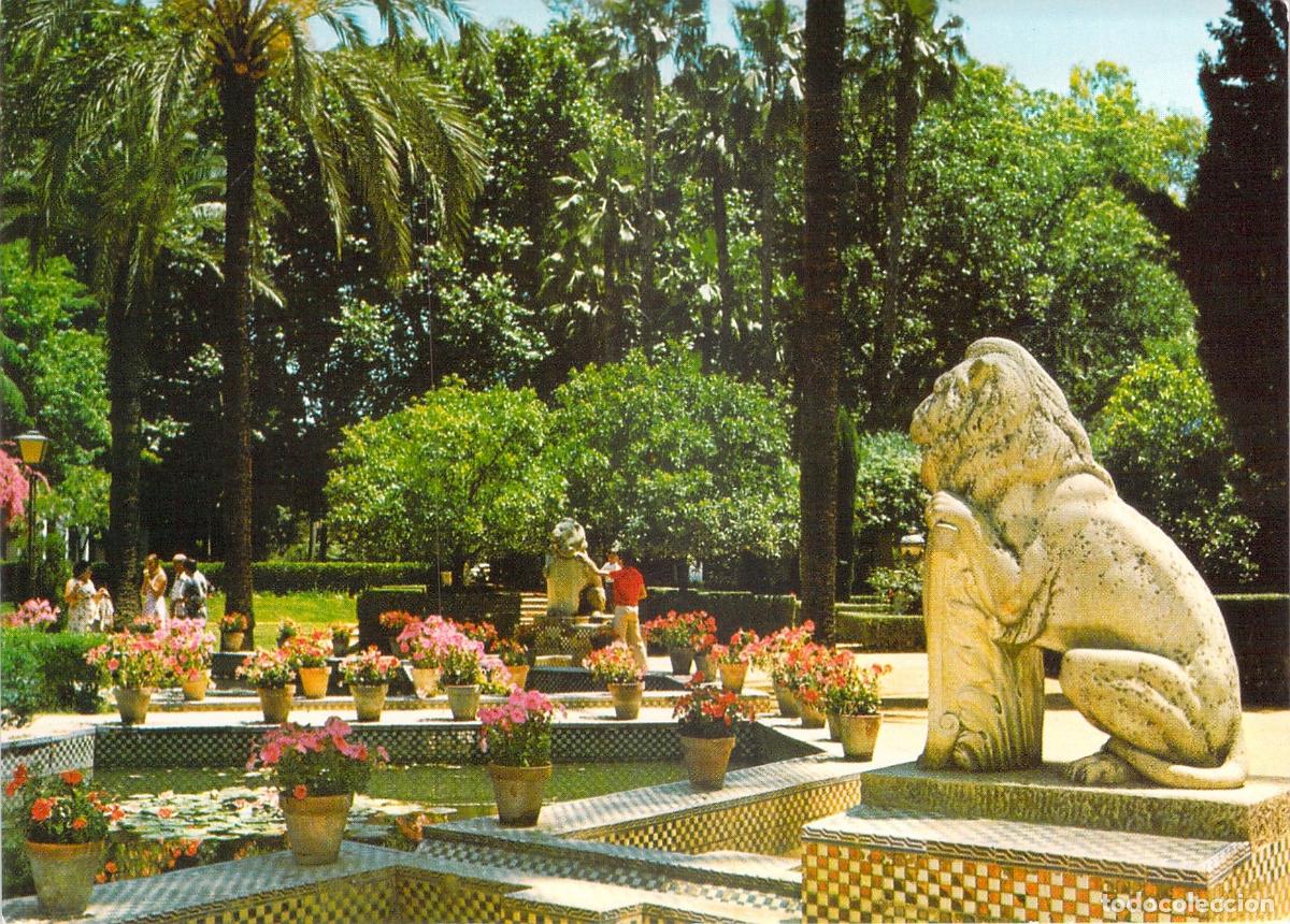 Postales: Postal del Parque de Mar&iacute;a Luisa en Sevilla, Detalle del Le&oacute;n
