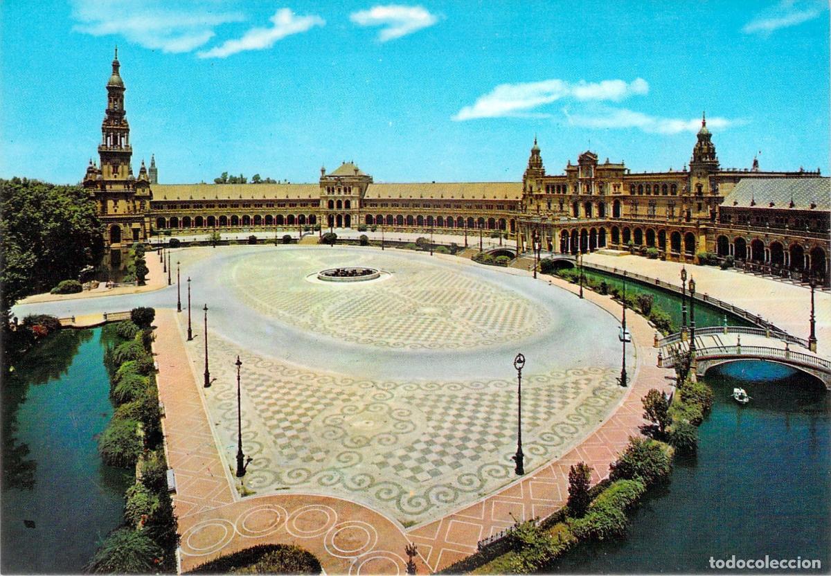 Postales: Postal de la Plaza de Espa&ntilde;a en Sevilla