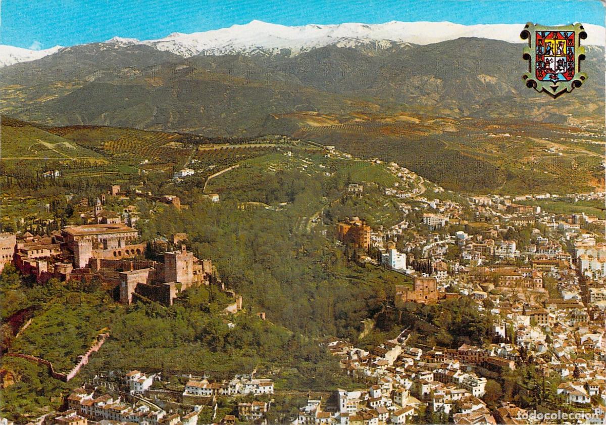 Postales: Postal de Granada con Vista A&eacute;rea de la Alhambra