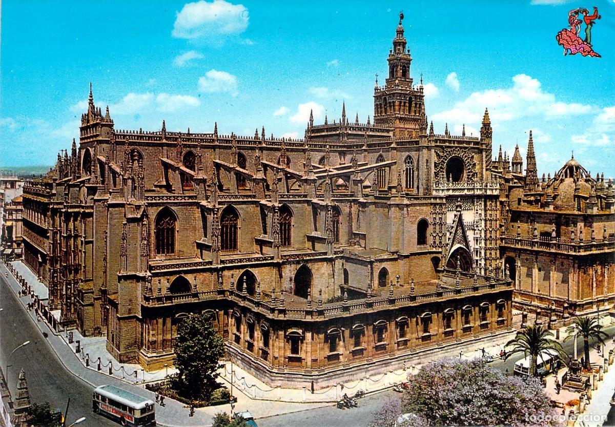 Postales: Postal de la Catedral de Sevilla con la Giralda