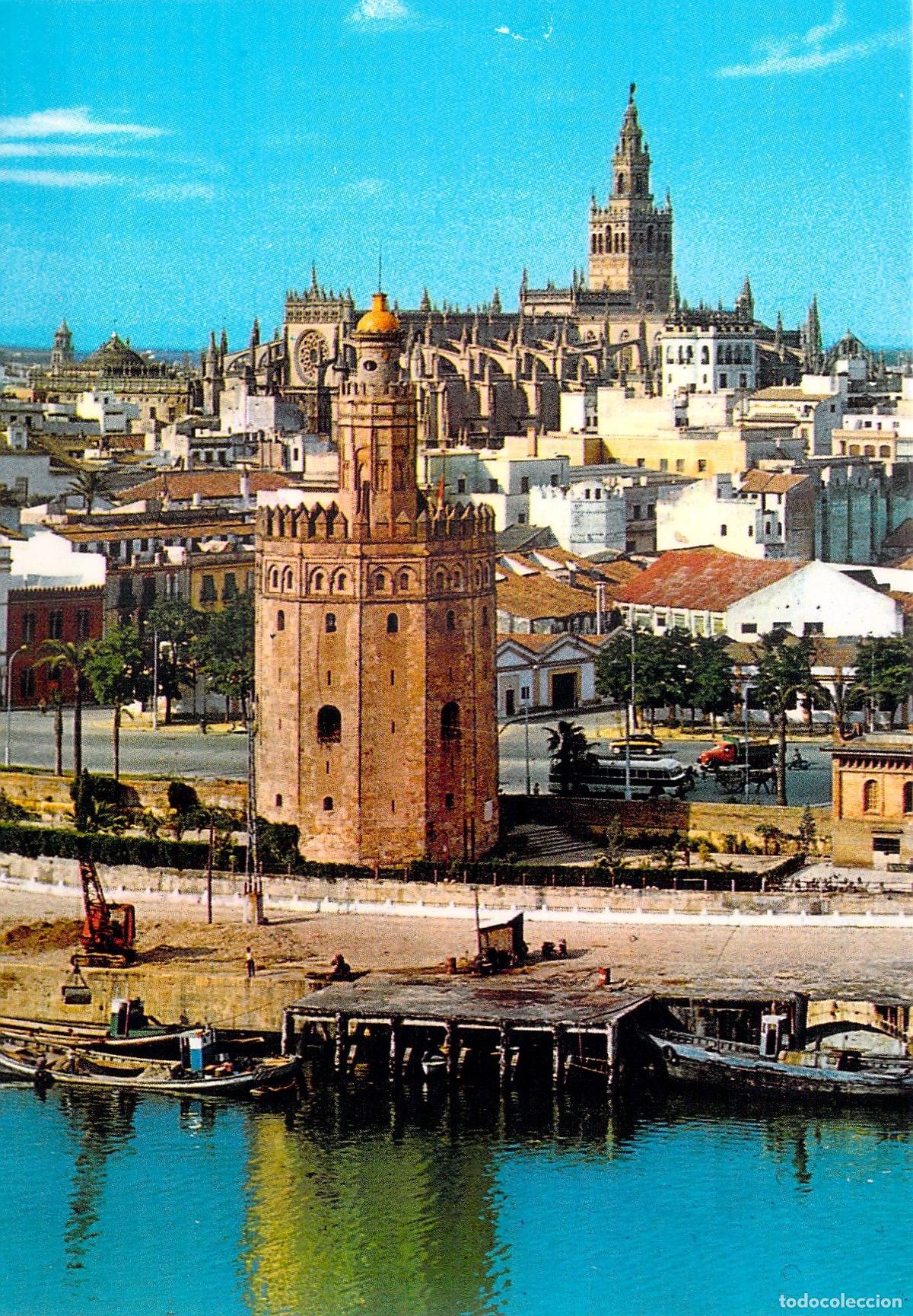 Postales: Postal de Sevilla con Vista de la Torre del Oro y la Giralda