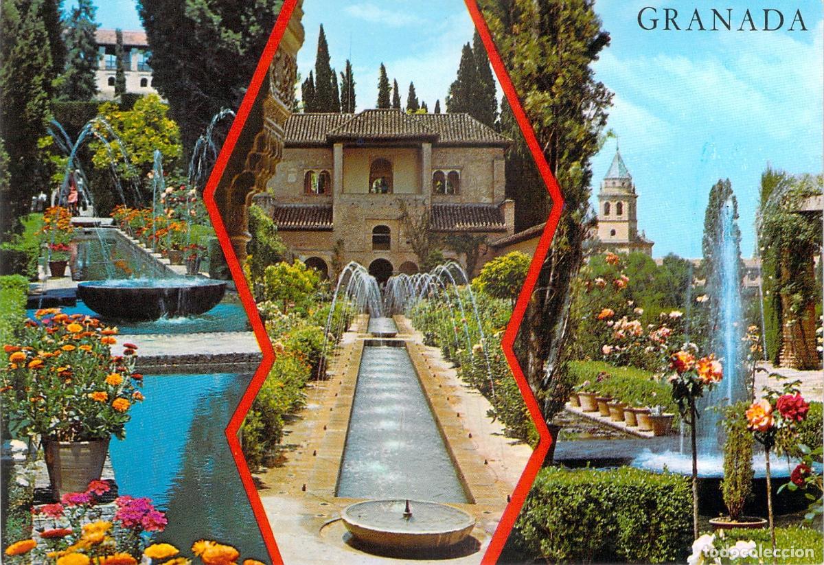Postales: Postal de los Jardines del Generalife en Granada