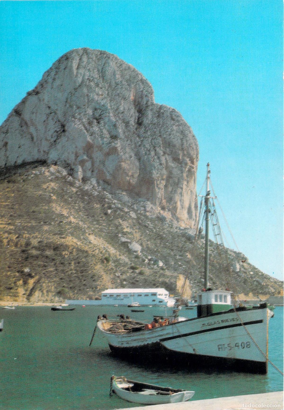 Postkarten: Postal de Calpe, Pe&ntilde;&oacute;n de Ifach con Barco Pesquero