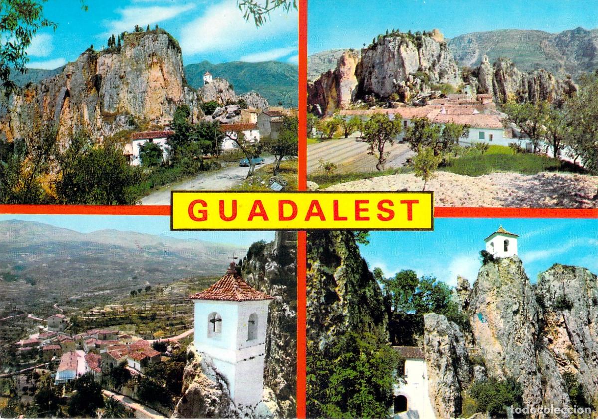 Postkarten: Postal de Recuerdo de Guadalest, Alicante - Vistas del Castillo y Pueblo