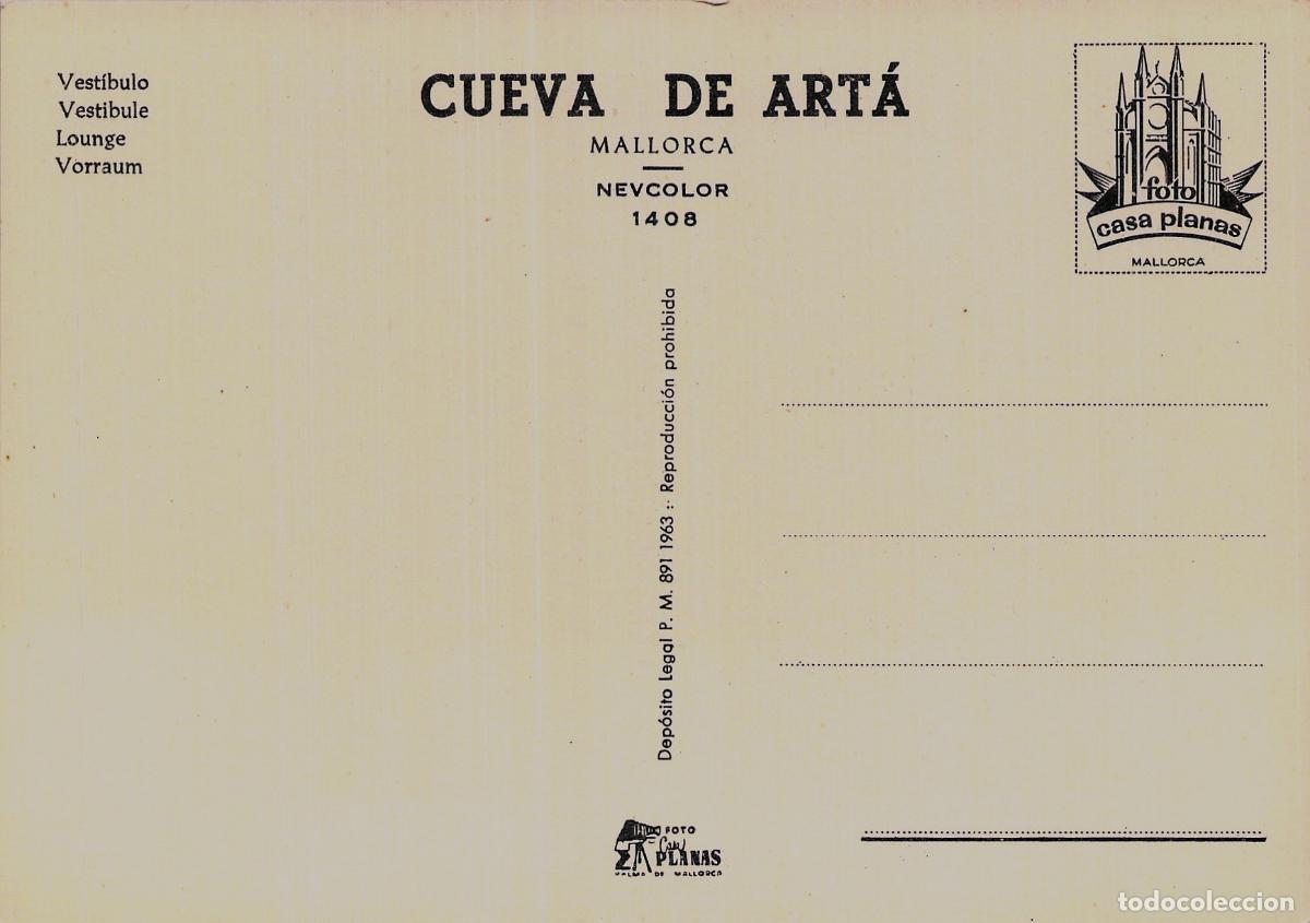 Postales: Postal de la Cueva de Art&aacute;, Vest&iacute;bulo, Mallorca - Foto 2