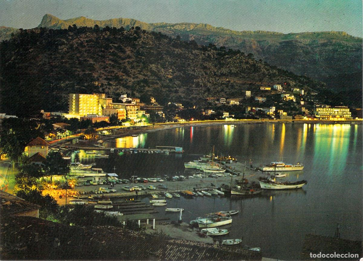 Postales: Postal de Vista Nocturna del Puerto de S&oacute;ller, Mallorca