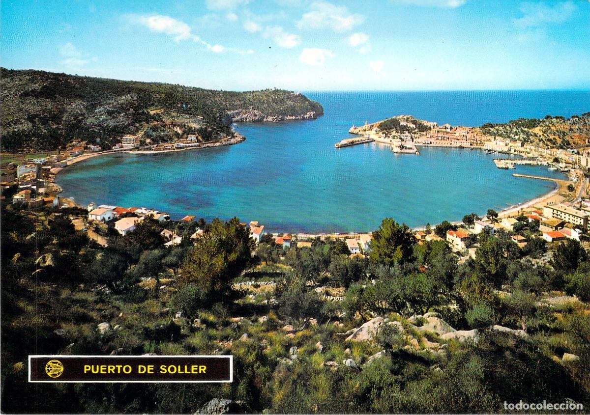 Postales: Postal de la Bah&iacute;a del Puerto de S&oacute;ller en Mallorca