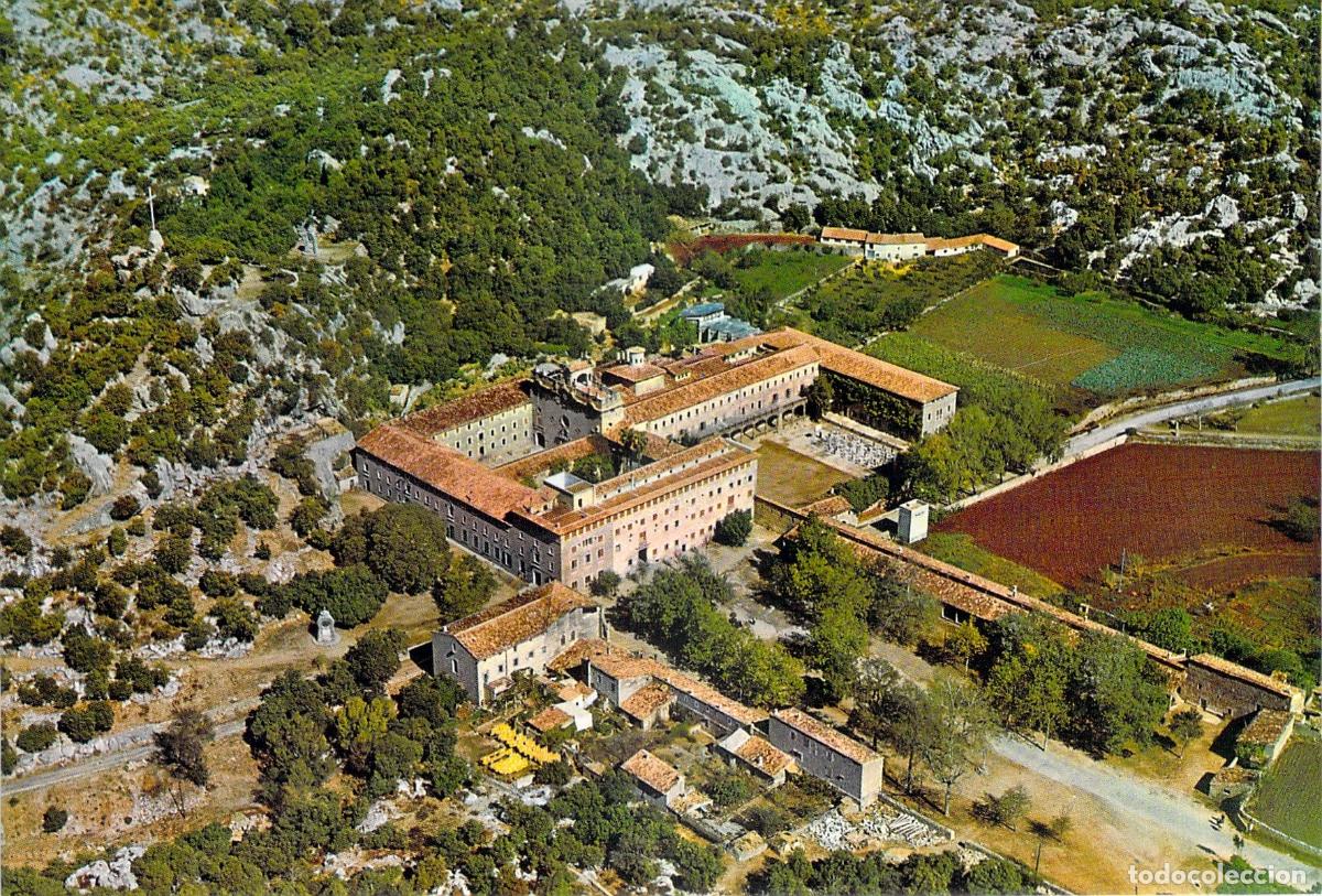 Postales: Postal del Santuario de Lluc en Mallorca, Vista A&eacute;rea