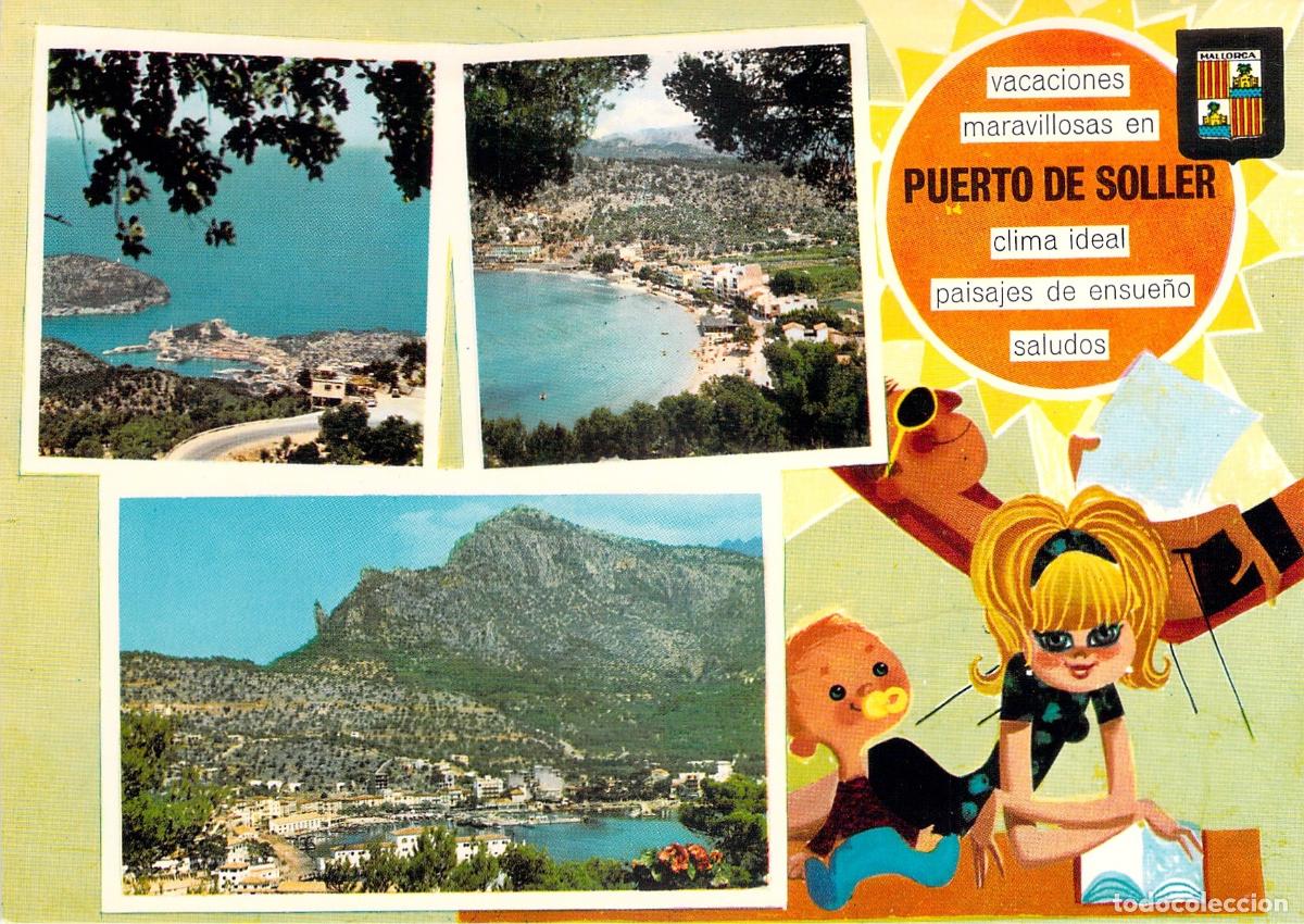 Postales: Postal Tur&iacute;stica de Puerto de S&oacute;ller Mallorca Ilustraci&oacute;n Retro
