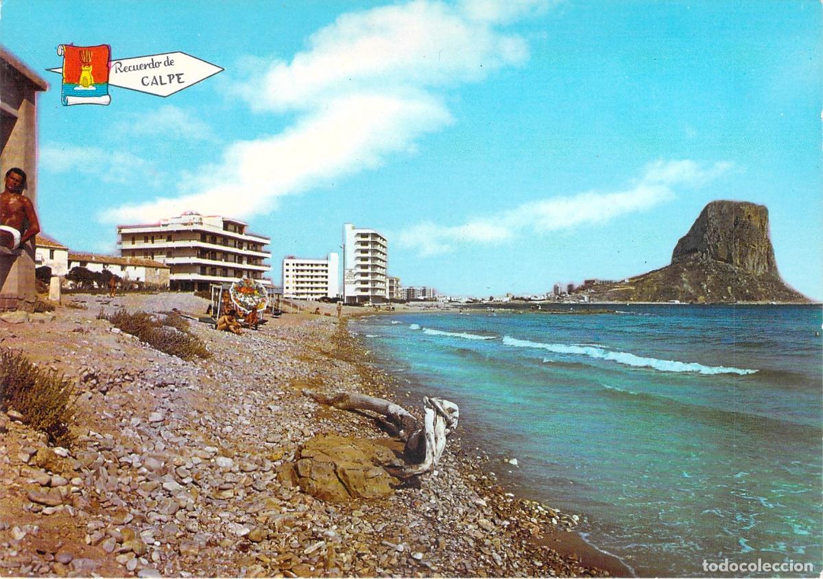 Postales: Postal de Calpe, Playa y Pe&ntilde;&oacute;n de Ifach en la Costa Blanca