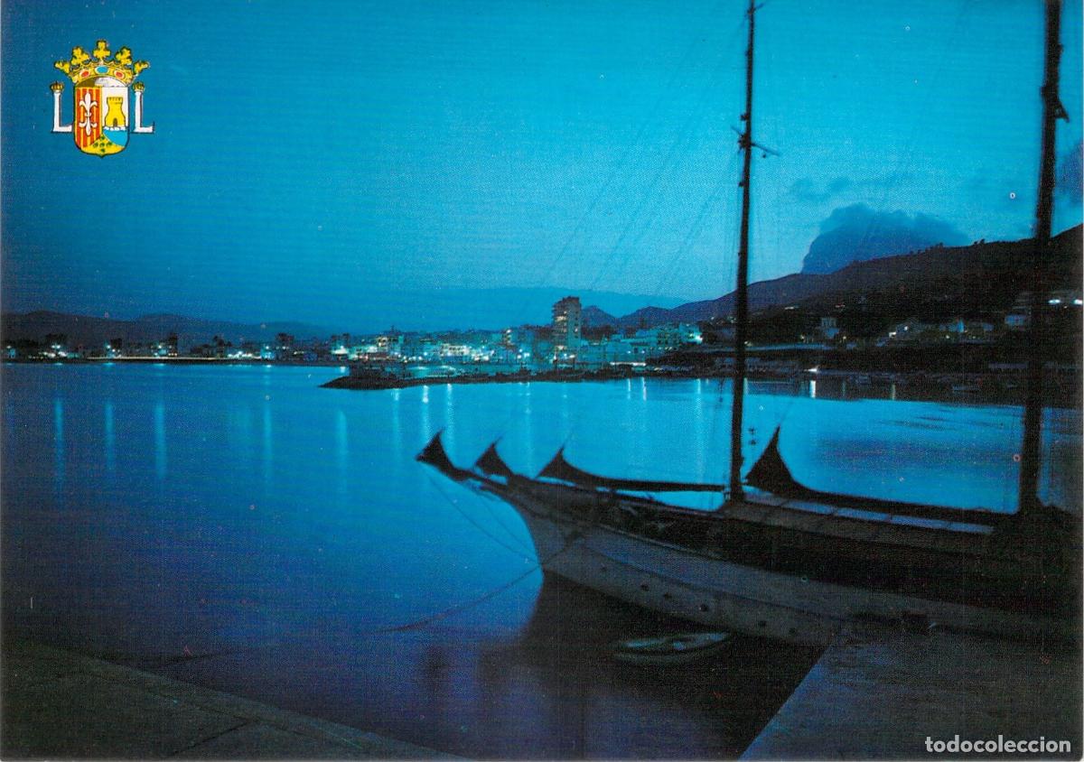 Postales: Postal de J&aacute;vea, Alicante - Puerto al Anochecer con Barco