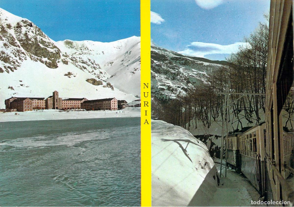 Postales: Postal de Nuria, Gerona: Santuario y Tren Cremallera en Invierno