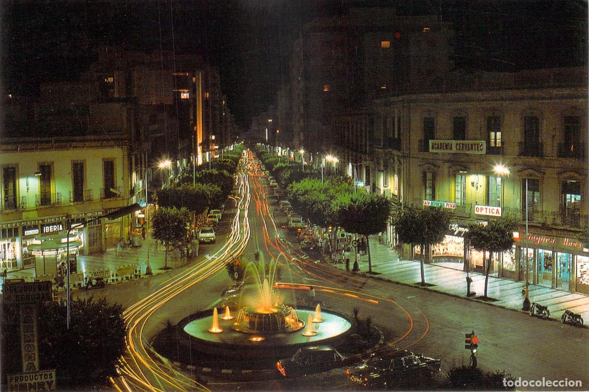 Postales: Postal de Almer&iacute;a, Puerta Purchena y Paseo del General&iacute;simo de Noche