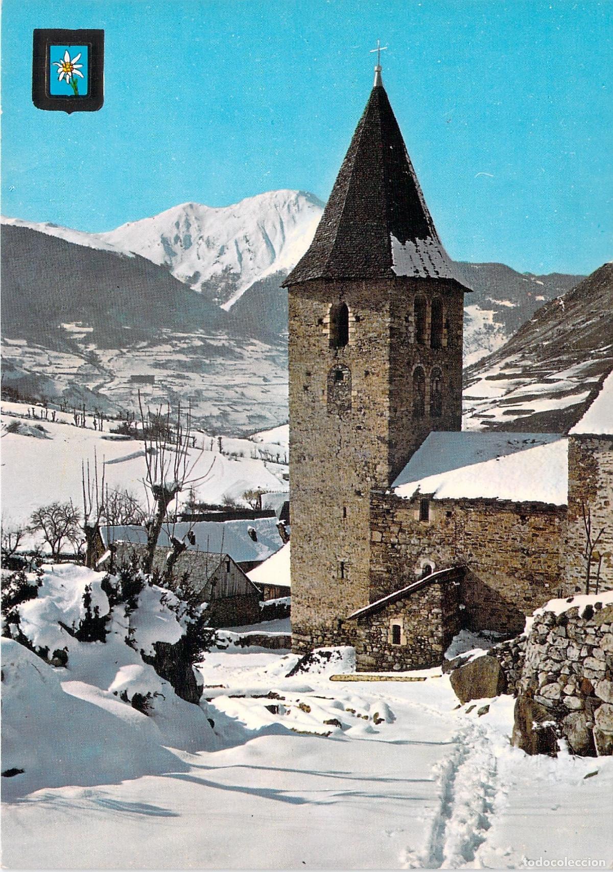 Postales: Postal Iglesia Rom&aacute;nica de Arties en el Valle de Ar&aacute;n con Nieve