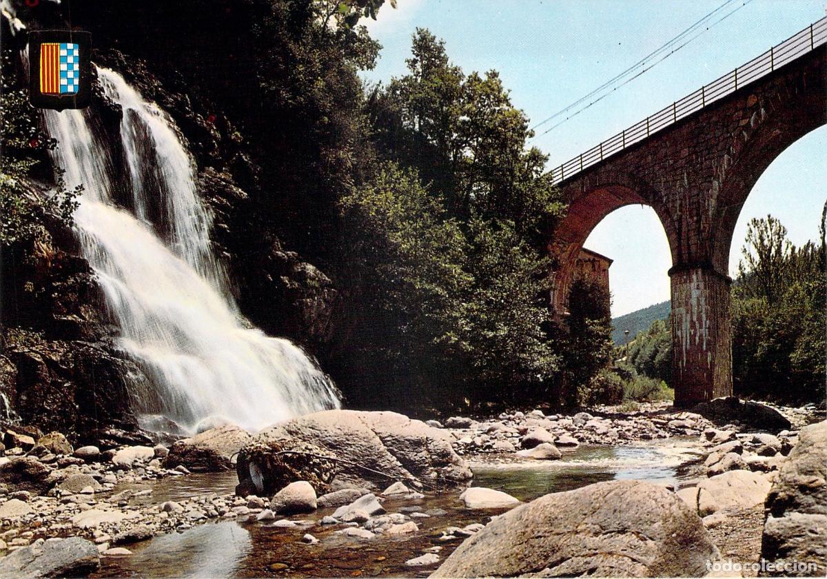 Postales: Postal Cascada de Montagut y Viaducto en Ribes de Freser