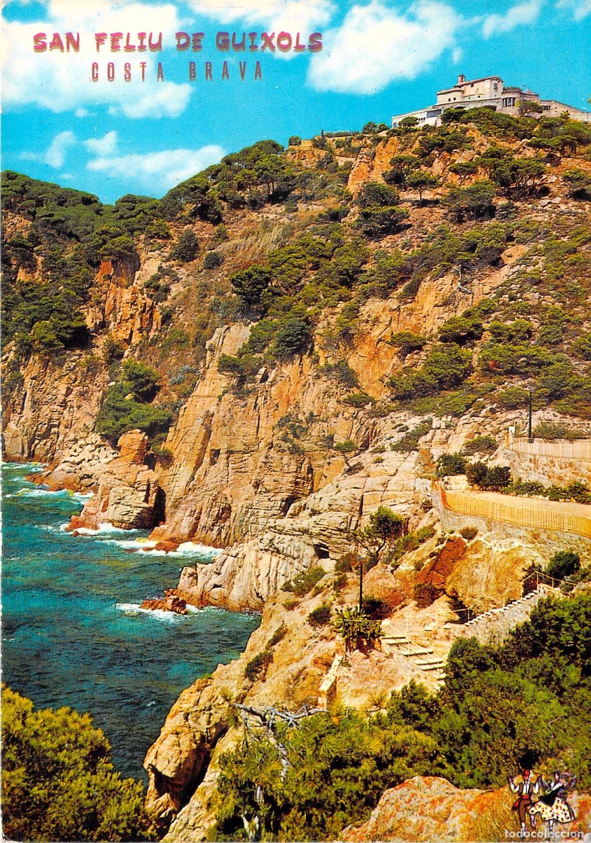 Postales: Postal de San Feliu de Gu&iacute;xols, Acantilado de San Elmo, Costa Brava