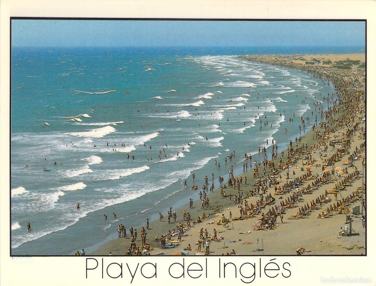 Postales: Postal Playa del Ingl&eacute;s Gran Canaria Vista de Costa y Ba&ntilde;istas