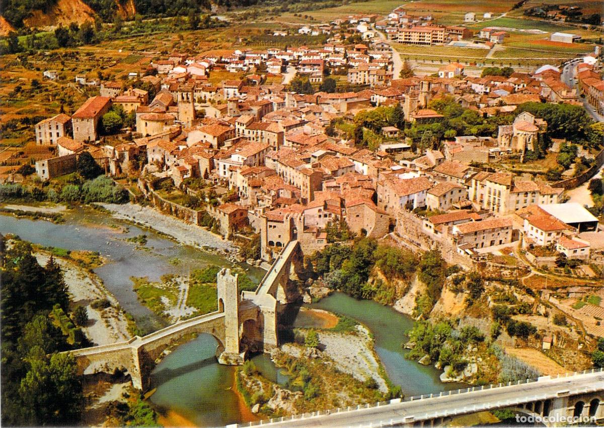 Postales: Postal de Besal&uacute; Gerona con Vista A&eacute;rea y Puente Medieval