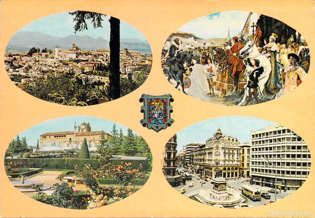 Postales: Postal Tur&iacute;stica de Granada, Vista M&uacute;ltiple y Escudo