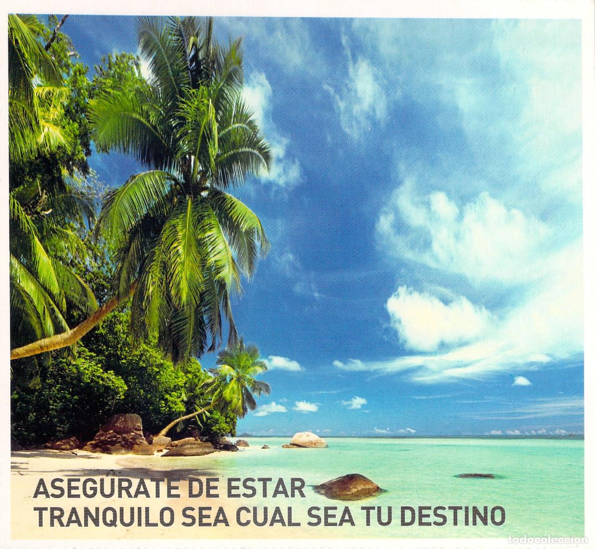 Postales: Postal Publicitaria RACE Seguro de Viaje Playa Tropical