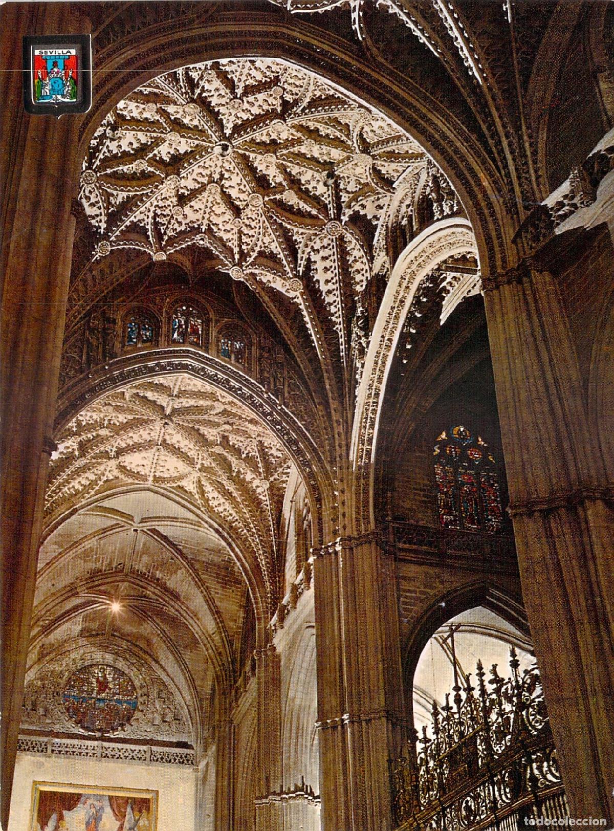 Postales: Postal Catedral de Sevilla - B&oacute;vedas del Crucero