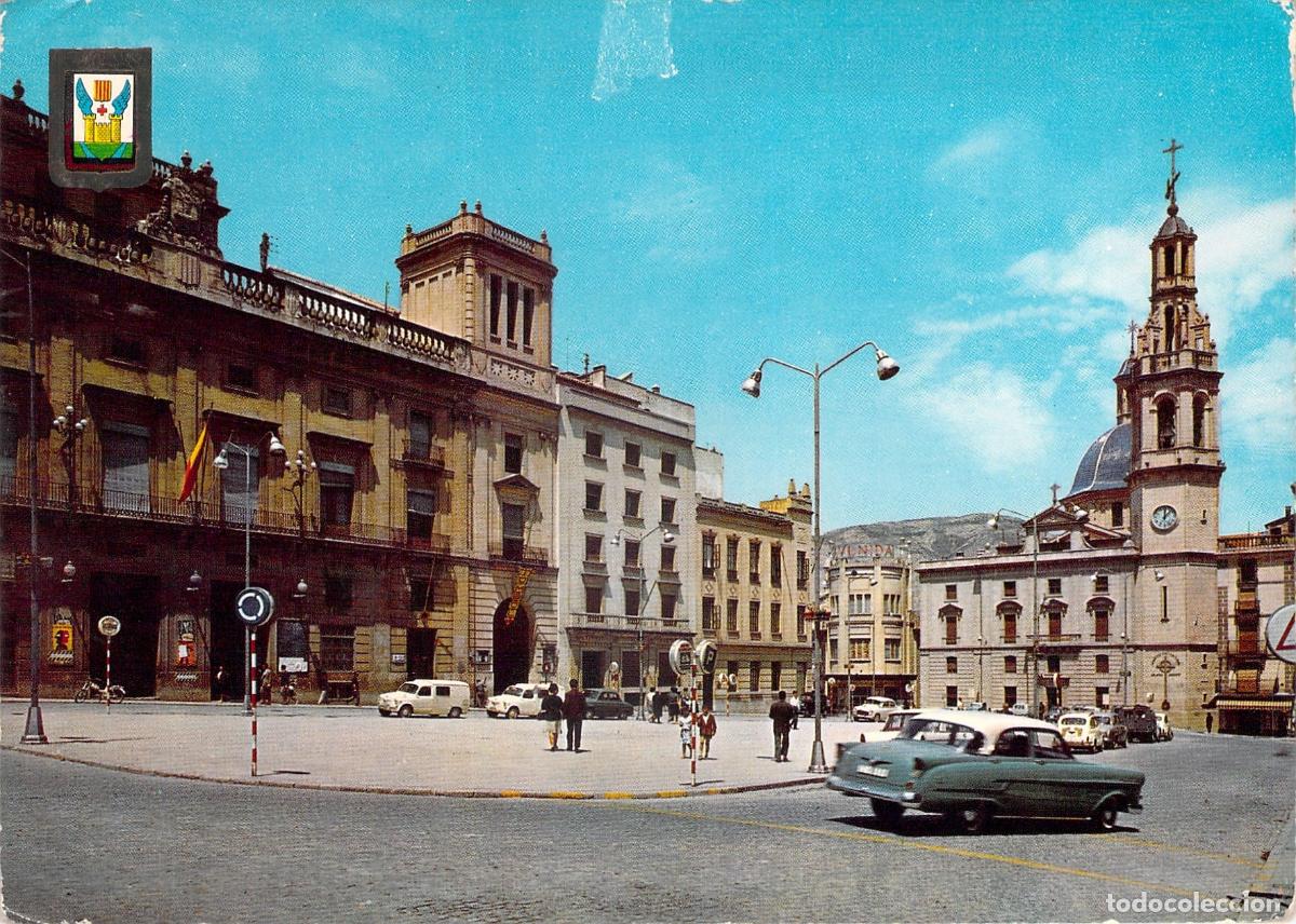 Postales: Postal de la Plaza de Espa&ntilde;a en Alcoy, Alicante