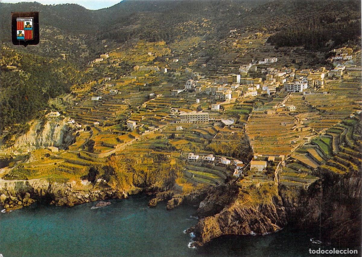Postales: Postal de Ba&ntilde;albufar en Mallorca con espectacular vista a&eacute;rea