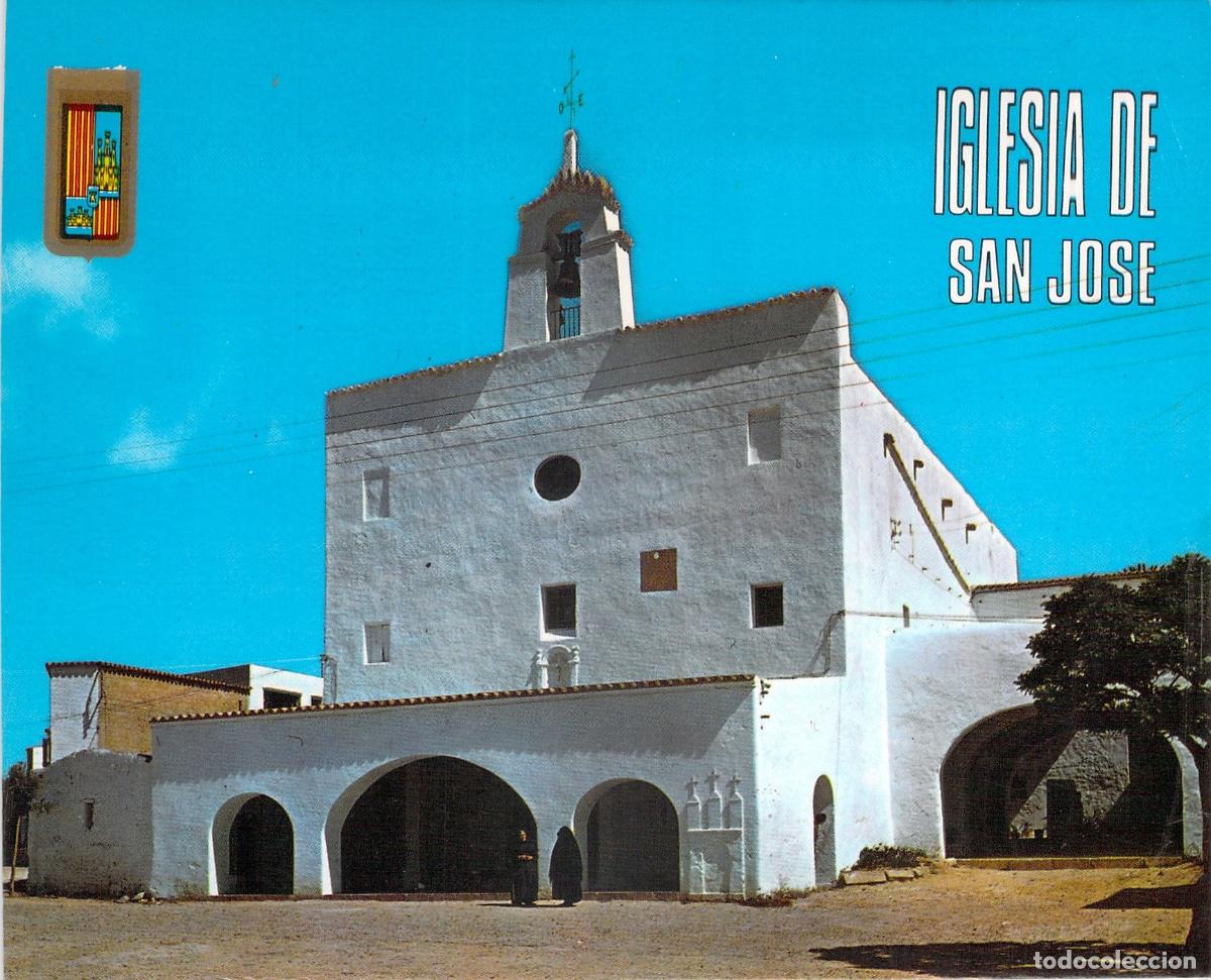 Postales: Postal de la Iglesia de San Jos&eacute; en Ibiza Isla Blanca