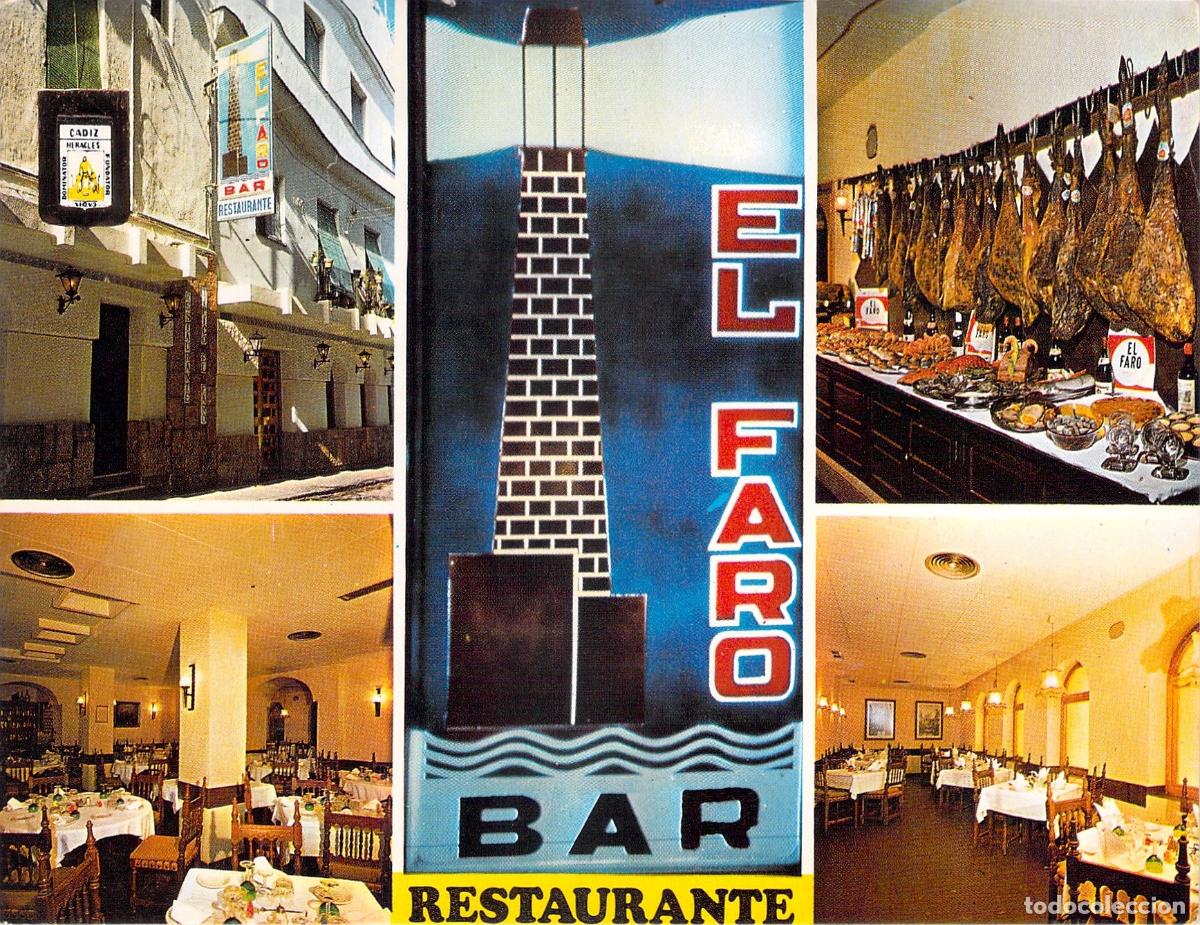 Postales: Postal Restaurante El Faro de C&aacute;diz Multi-vista Escudo de Oro