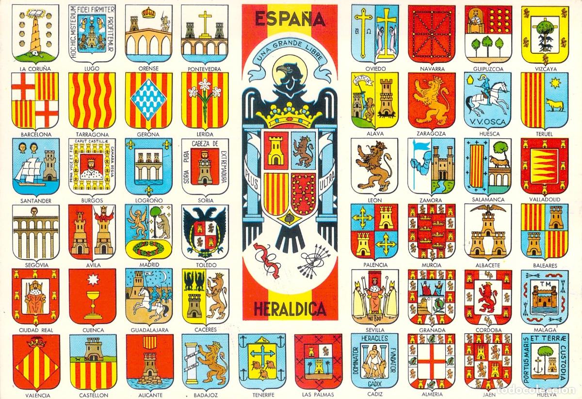 Postales: Postal con los escudos de armas de las provincias de Espa&ntilde;a