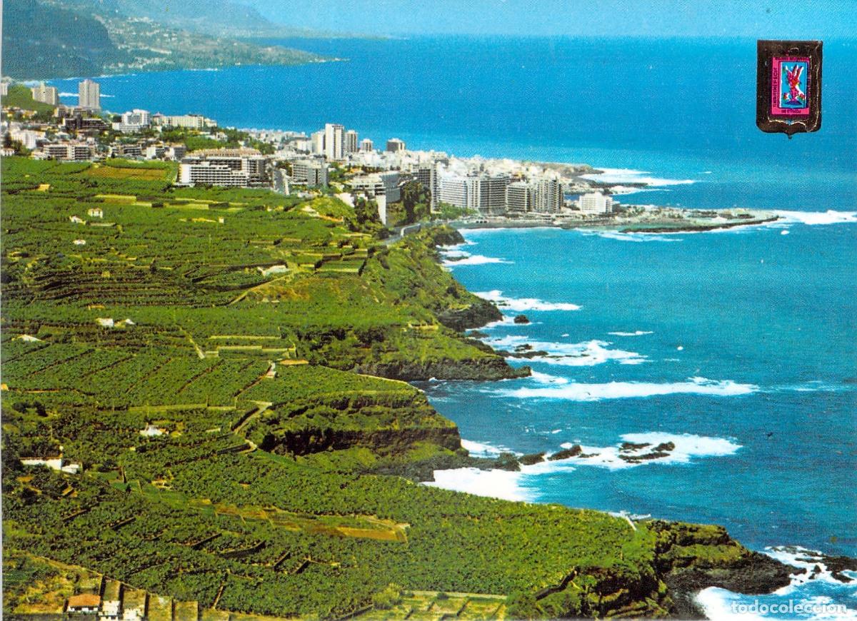 Postales: Postal de la costa del Valle de la Orotava y Puerto de la Cruz en Tenerife